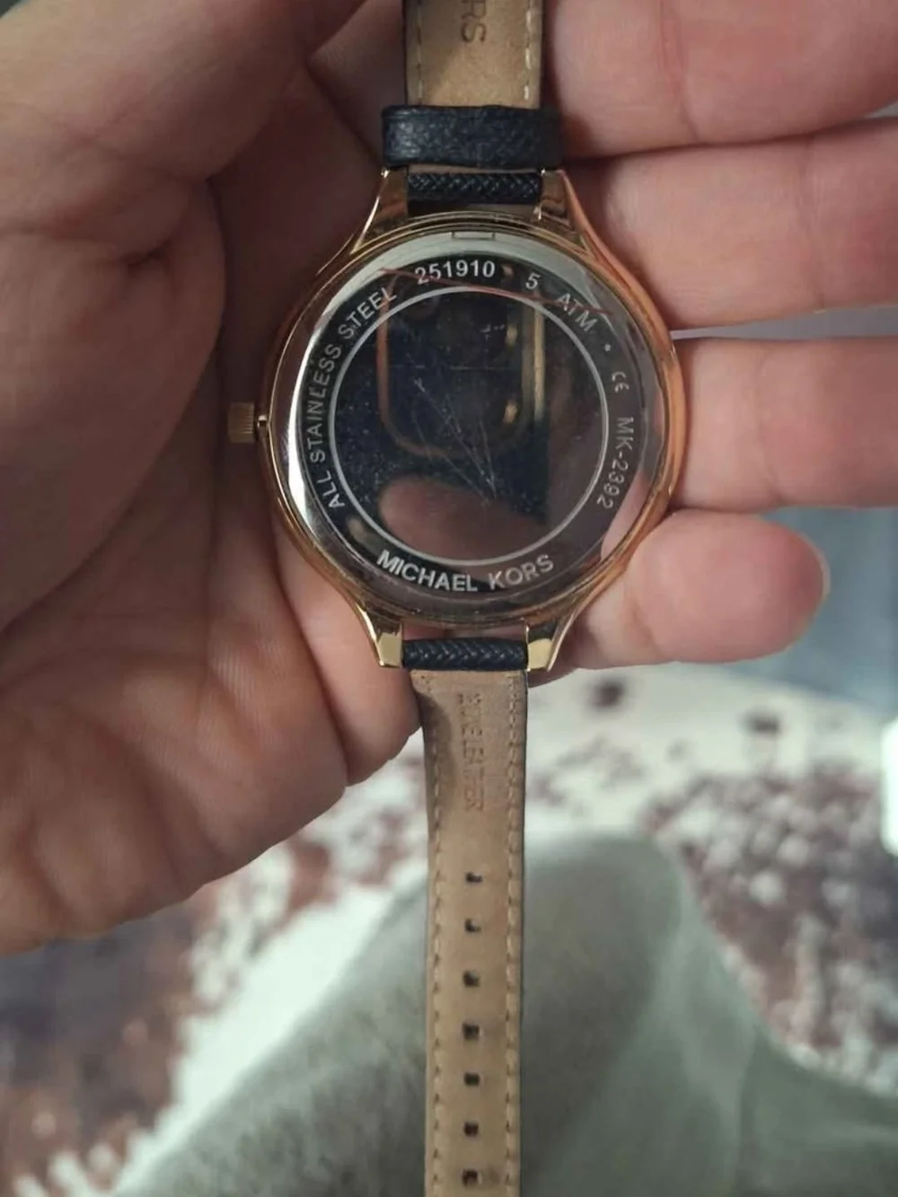 Michael Kors Gold Tone Watch with Black Strap